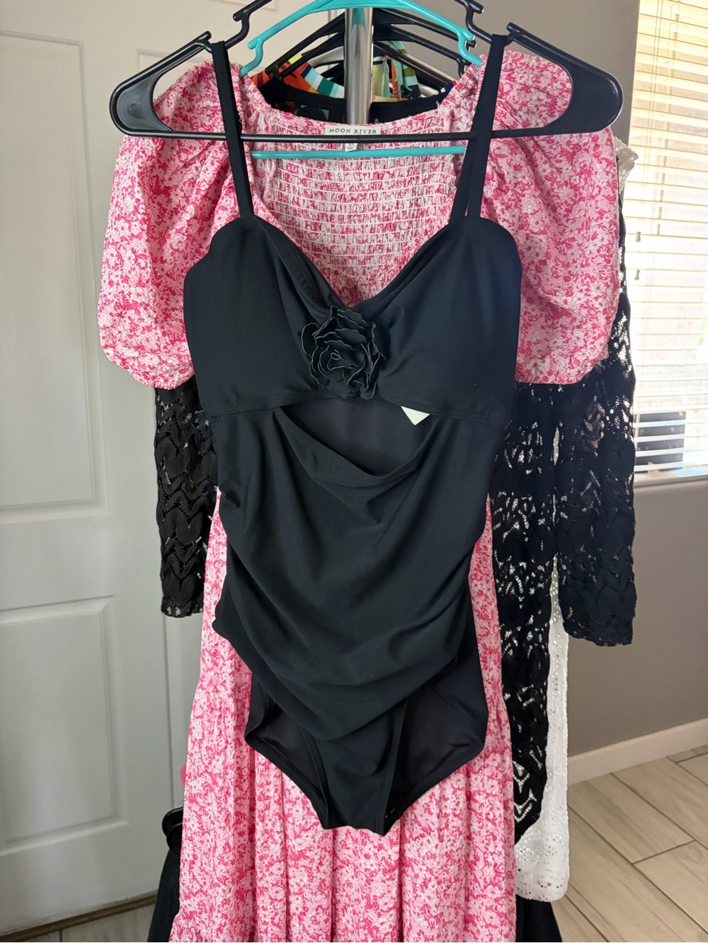 kate spade Black One-Piece Swimsuit with Floral Rosette